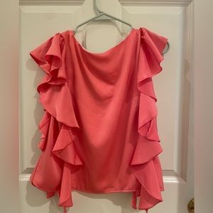 Koch NWT pink ruffle satin top. Size small.